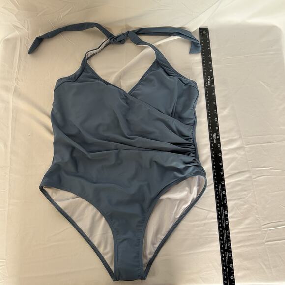 NEW Aimage Bathing Suit Women's One Piece V-Neck Dusty Blue Size XL NWT Lined - Picture 1 of 10